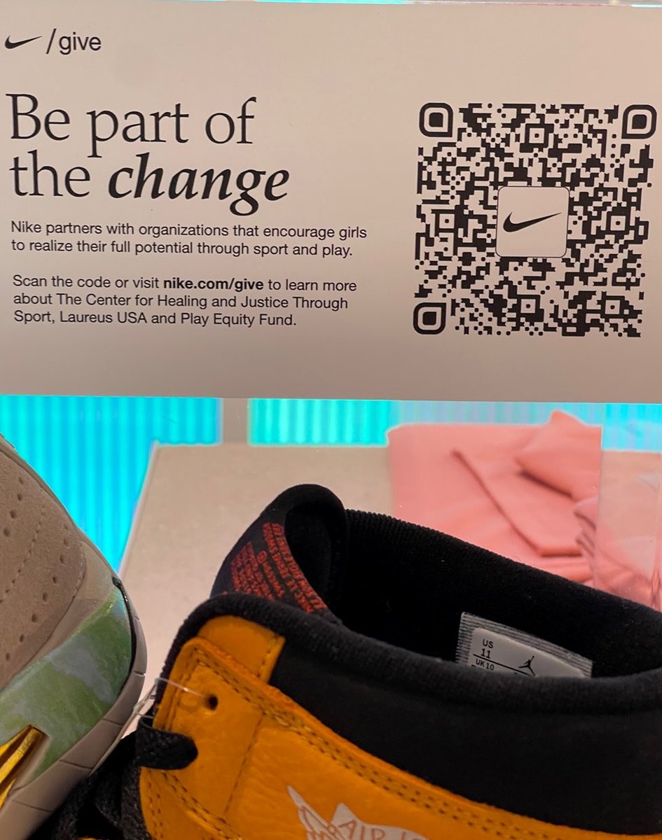 Just Do It!!  Here’s how Nike Give works: The next time you visit a Nike retail store you can help support our work by rounding up any purchase to an even total at checkout. Donations made until Oct. 31, 2022, will go directly to help the Play Equity Fund