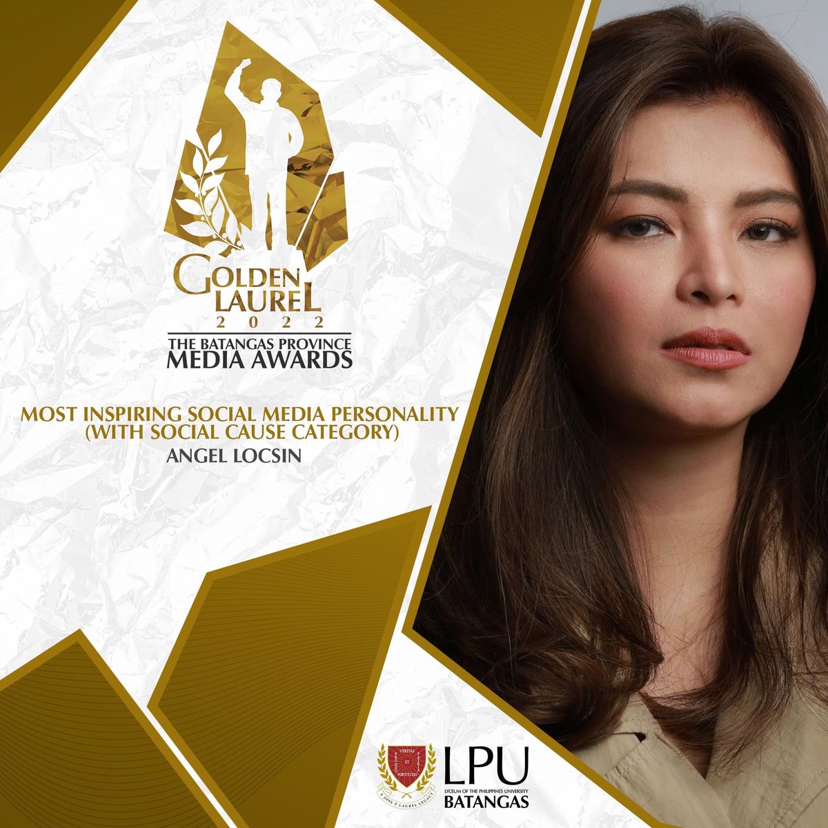 Angellocsinfan7's tweet photo. #Lyceans and Batanguenos have decided.
The winner of the #GoldenLaurel2022: The Batangas Province Media Awards Most Inspiring Social Media Personality (With Social Cause Category) is Angel Locsin.

Congrats! @143redangel #theangelandneilchannel #neilgel #angellocsin #neilarce 🤍 https://t.co/DRLgsiwOeX