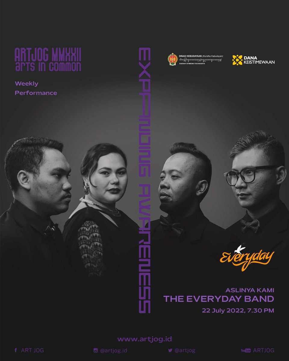 artjog's tweet photo. 🎤WEEKLY PERFORMANCE💃🏻

Aslinya Kami oleh The Everyday Band

Jumat, 22 Juli 2022
19.30 WIB
Pendapa Ajiyasa, JNM

GRATIS

#ARTJOG #ARTJOGMMXXII #artsincommon #expandingawareness #weeklyperformance #AslinyaKami #TheEverydayBand https://t.co/Wujm2awR7G