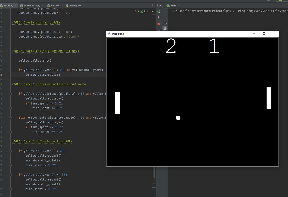 Daniel_Acvs's tweet photo. Day 22, #100DaysOfCode #Python

Trying to master Python by building 100 projects in 100 days

Ping pong anyone?

#Python #pythonist https://t.co/T2T20yafHZ