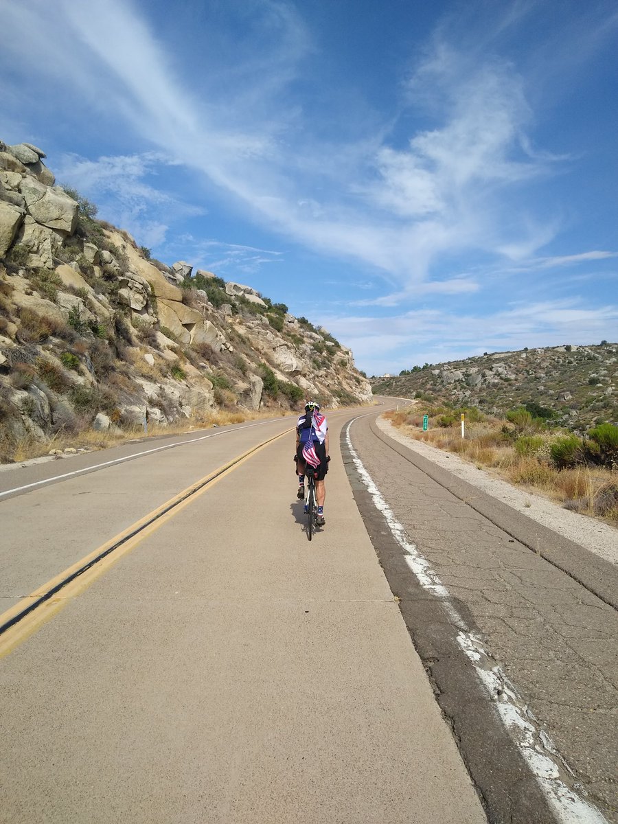 Day 1: tough with relentless climbing in the heat, but rewarded with an epic sunset as we coasted in to Ocotillo. Met some lovely people, drank a lot of #Gatorade &amp; now off to sleep in the desert. 102 miles down, 2898 to go! 
Tomorrow is one of our hardest legs- long, hot, empty.