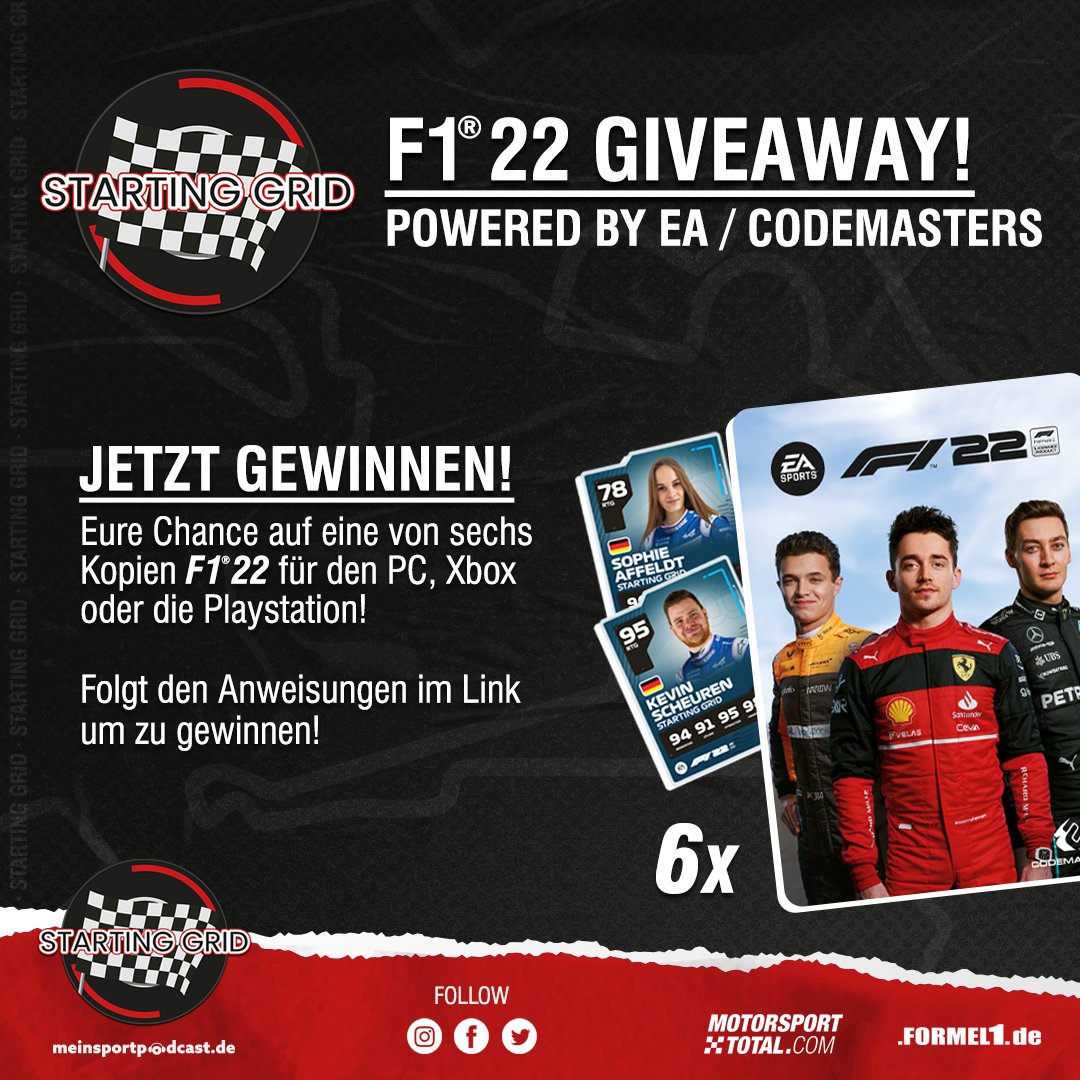 startinggrid_f1's tweet photo. Geschenke Geschenke! 

Mit freundlicher Unterstützung von @Codemasters und @EA verloren wir insgesamt 6x das offizielle Videospiel der #F1-Saison 2022, #F122! 

Je 2x könnt ihr einen Code für die #PlayStation, für die #Xbox und den #PC gewinnen.

🎁: https://t.co/zrC4jJ6L6X https://t.co/Ujfq51d7zp
