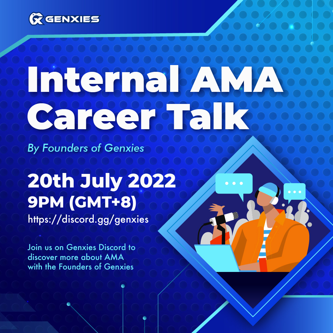 GenxiesGlobal's tweet photo. Feeling lost and need some advice for your own career path? We present you the Internal #AMA Career Talk by the founders of Genxies! Do come join us at our discord (https://t.co/bPQM1BSjVZ) on this coming Wednesday night! https://t.co/NK8ALoRity