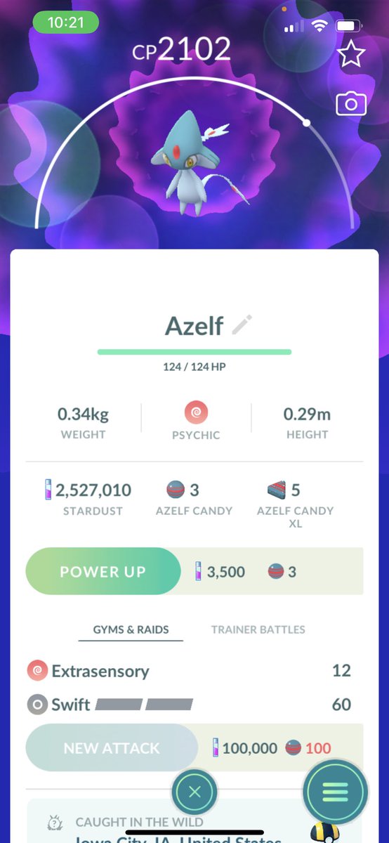 ParkerTakesFl's tweet photo. 🫡LATE NIGHT CATCH ALERT🫡
first Azelf caught in the wild 😎
#PokemonGO https://t.co/0fqgbgGb7G