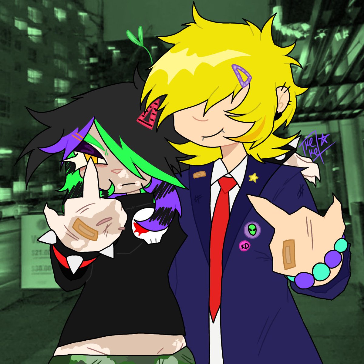 sealthecreator's tweet photo. koda n benatar cuz i love them,yes they r dating 💌👨‍❤️‍💋‍👨 thx 2 my dear mutual @B3NAT4RKINNI3 for reminding me i had to draw them together 🤲 here is the gay people #yfm #yfmoc #yourfavoritemartian #benatar #originalcharacter #art https://t.co/7fSUt83Fpn