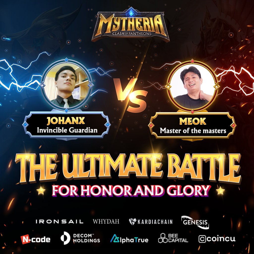 Mytheria_MYRA's tweet photo. 🔥BATTLE OF TWO HEROES IN THE MYTHERIA WORLD
🦸♂️JOHANX VERSUS MEOK
Choose your winner to win up to 1500 MYRA!
Details: https://t.co/vs30lycQbp
#Mytheria #GENESIS $MYRA #gamefight #gamemaster #bestplayer #heroesofMytheria https://t.co/s5X2e2w8XE