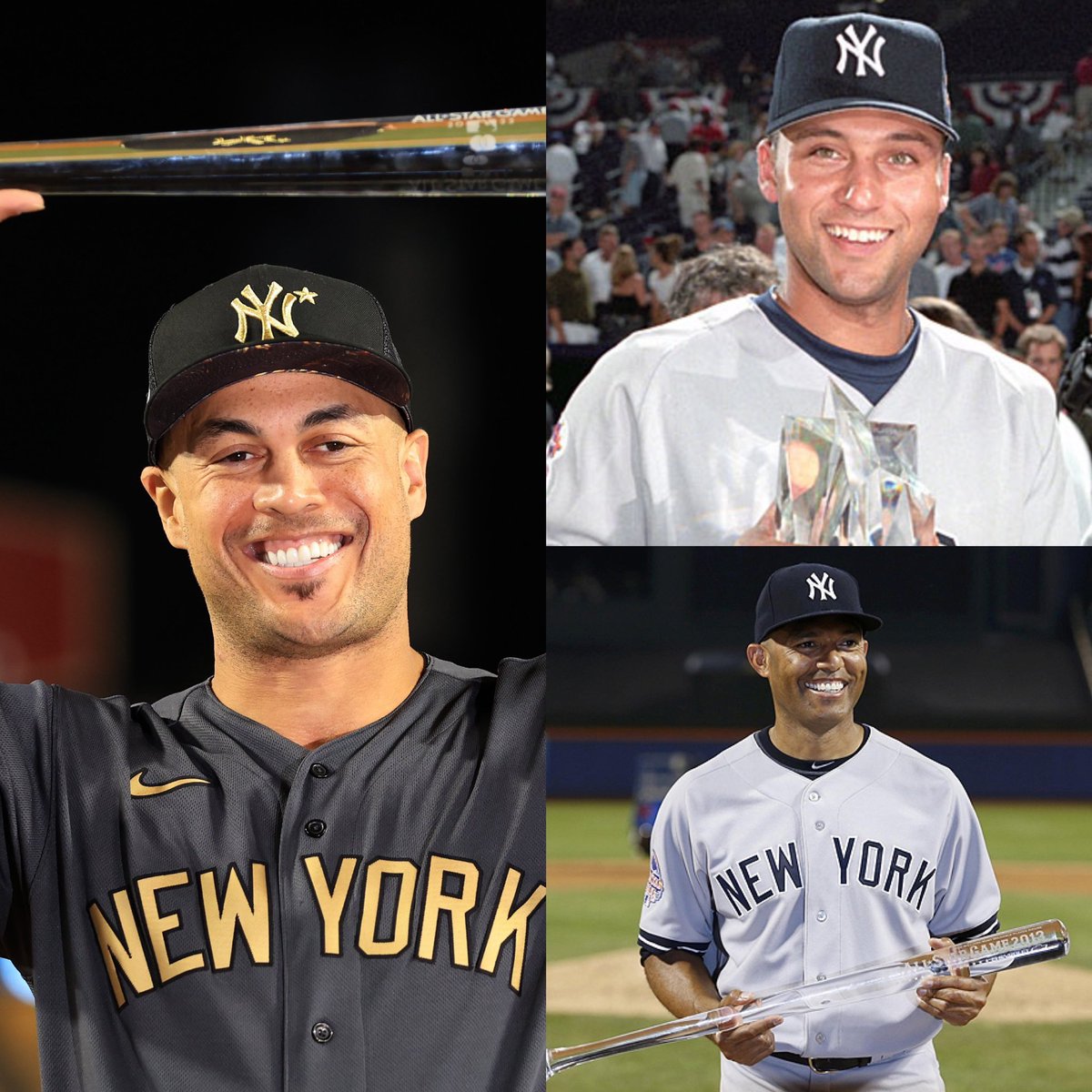 NYYmedia's tweet image. Yankees to win All-Star Game MVP: 

Giancarlo Stanton (2022)
Mariano Rivera (2013) 
Derek Jeter (2000)
