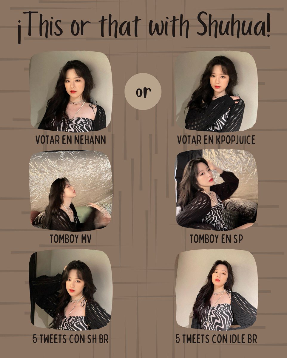 biniside's tweet photo. ¡ this or that w shuhua ! . • ° 

by : @forgidlebr https://t.co/lGIEXPL6dw