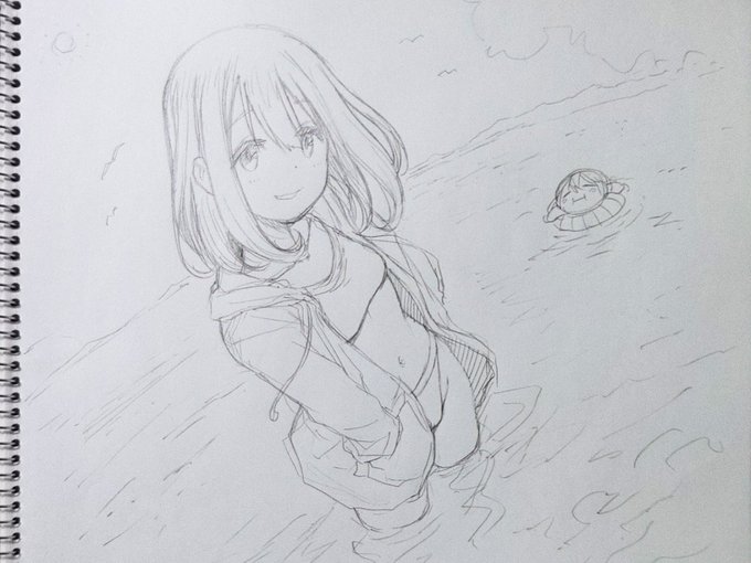 浜名湖で水遊びに来た綾乃となでしこ 