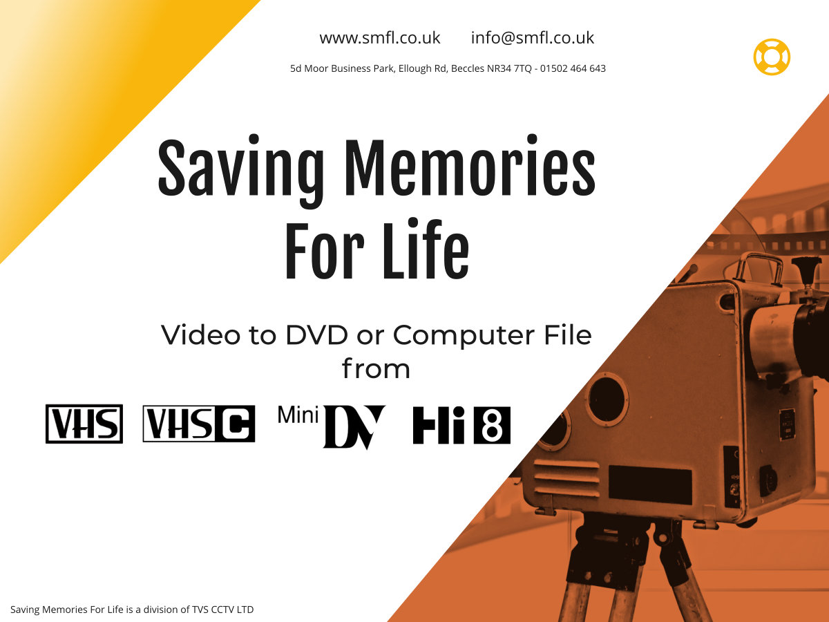 TVSCCTV's tweet photo. Do you have any Home Videos that you no longer can view? Why not contact us at Saving Memories for Life &amp; let us transfer them to a DVD Video Disc or a Computer Video File. We can convert from VHS, VHSC, MiniDV &amp; Hi8 tapes. https://t.co/fGTg1s78Z3  #worlingham #ellough #beccles https://t.co/Sk1rm7XclQ