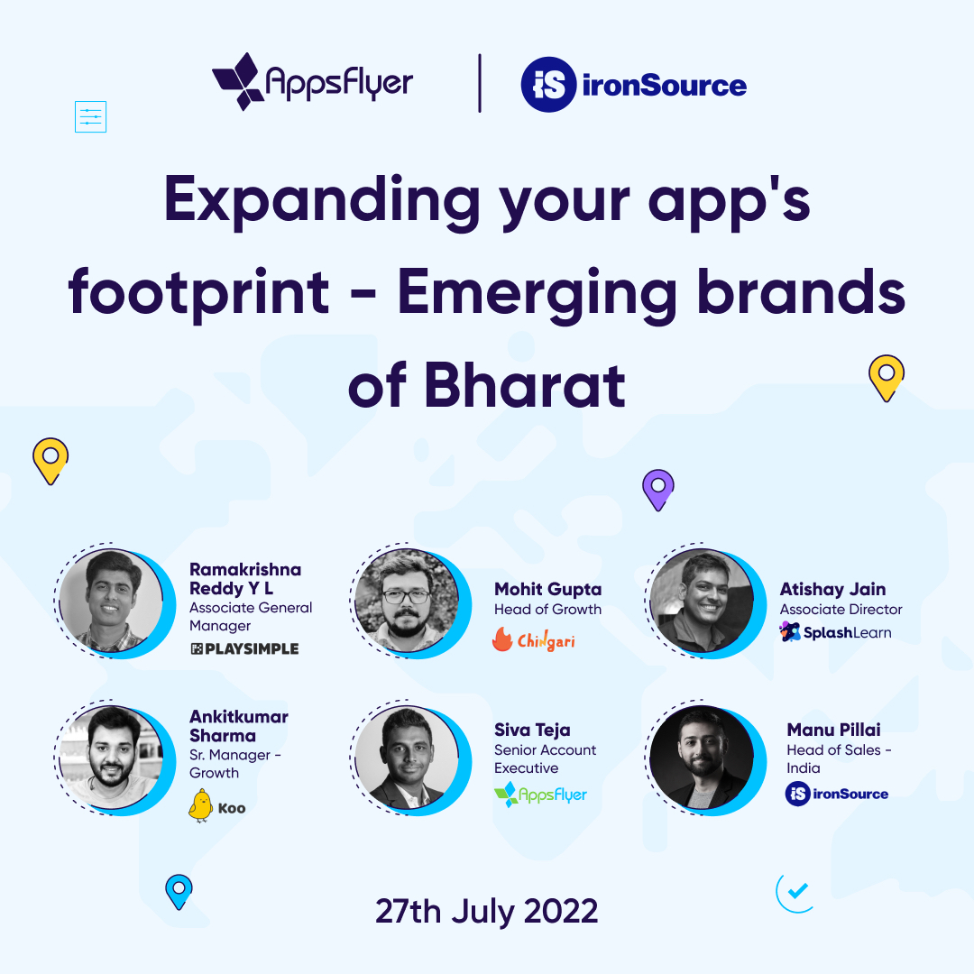 AppsFlyer's tweet photo. Ever wondered how you could scale your app's footprint beyond Bharat? 🌏
 
We teamed up with @ironSource joined by a panel of disruptive leaders to help you build a successful expansion strategy and enter international markets!
 
https://t.co/MX460f7wfN https://t.co/3OOCrCOBxN
