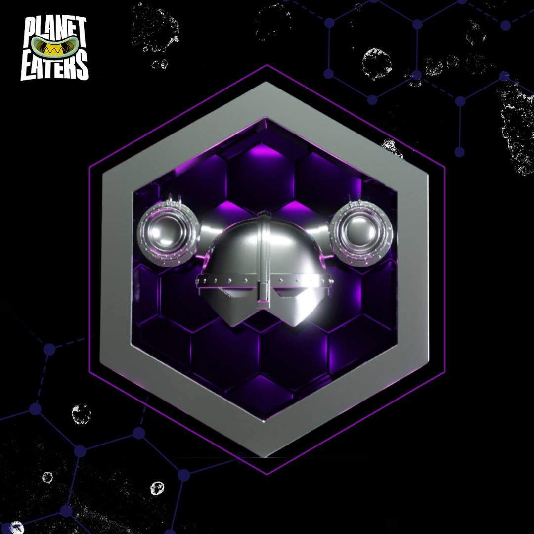 PlanetEatersNFT's tweet image. Check out this dope look at Dort's helmet! This doubles as a weapon &amp;amp; protection. He has canons blazing from t &amp;amp; anyone that gets in his way will catch this heat! 

#AMA #Dort #NFTCommunity #PlanetEaters #PlanetEatersgame 
#Web3 #Blockchain #Blockchaingame