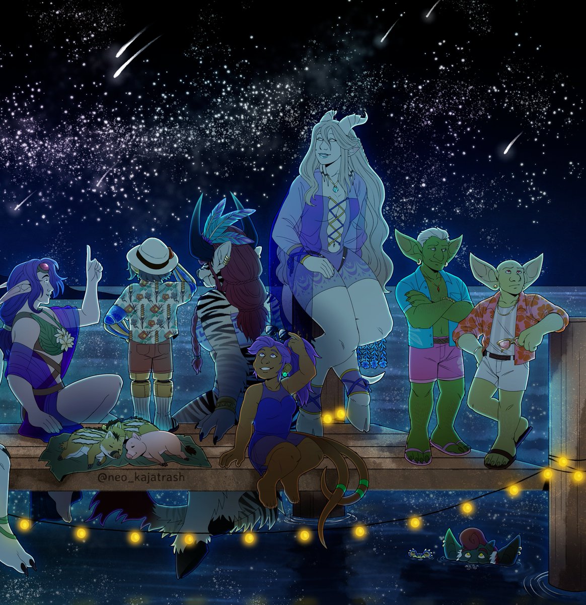 Week 4 of #STVBB22! They're gathered further away from the lights of the party, where they can see the meteor shower more clearly ☄️

This took roughly 35 hours, and I've never spent that much time on a single piece before, phew. So I really hope you guys like it!!✨ Tags below!