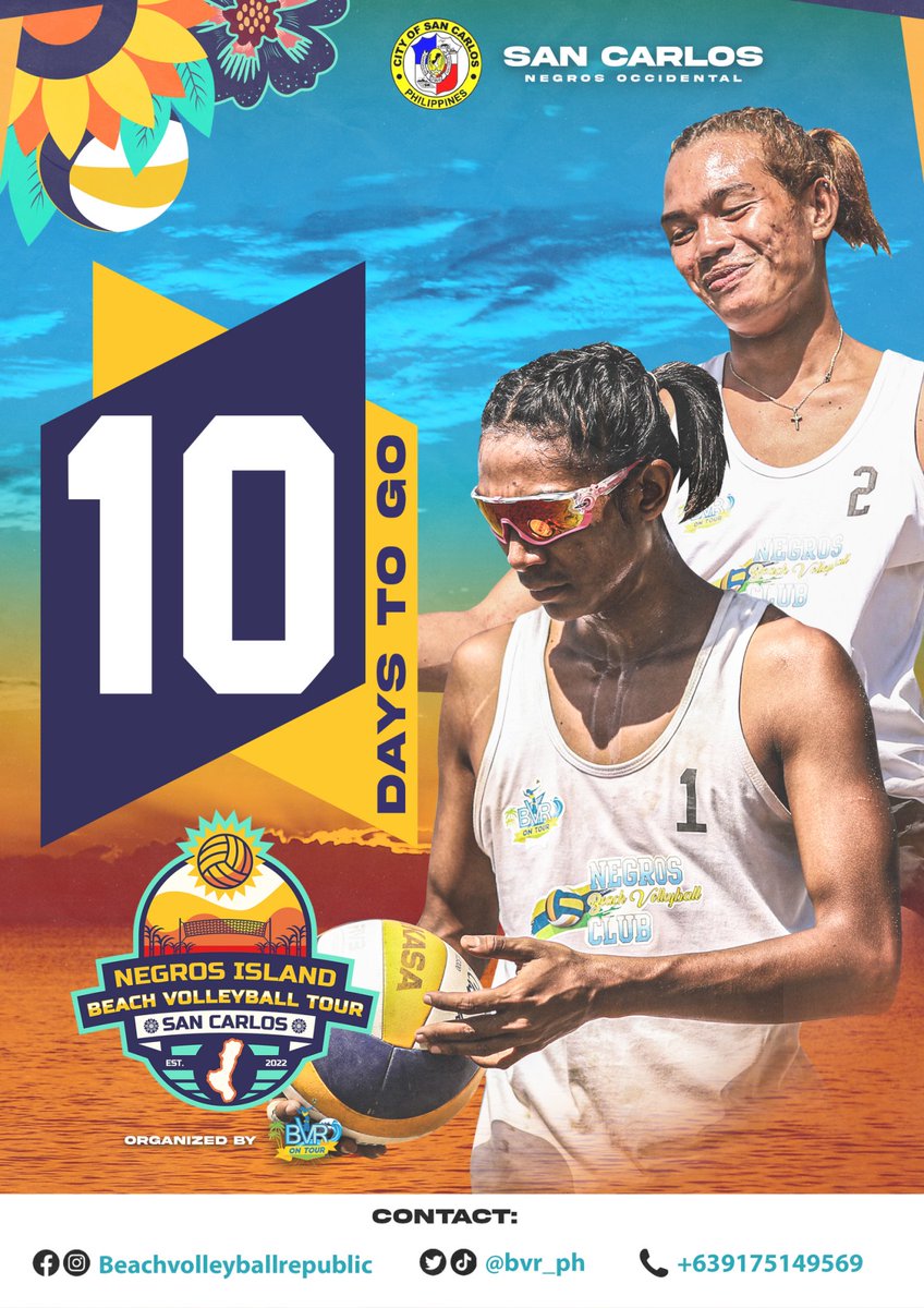 bvr_ph's tweet photo. LET THE COUNTDOWN BEGIN! 🏝🏐 Please check out our social media accounts for more updates! 🙂
#BVRph #NegrosIslandBeachVolleyballTour #SanCarlosCity #NegrosOccidental #GrowTheGame #Playbeach #AbanseNegrense https://t.co/nq819gG9V7