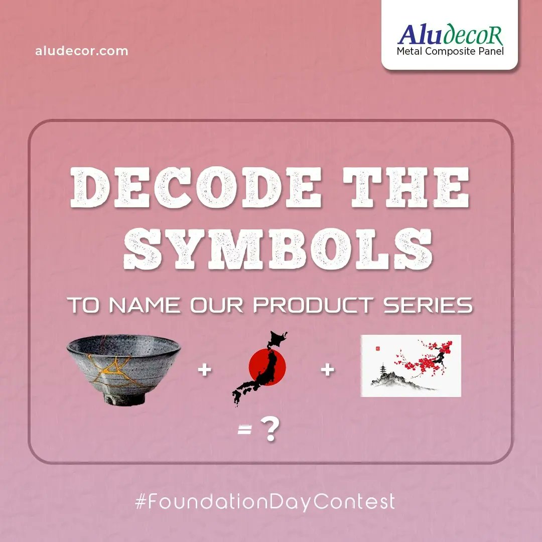 Aludecor's tweet photo. All you need to do is: 
1. Decode the Symbols, to name our product series. Participation in the comment section valid till 23rd July
2. Tag five friends or family members.
3. Like, share and follow our page.
4. Lucky winners will get amazing gift.

#contestalert #Aludecor #wishes https://t.co/jzTM8bxJWl