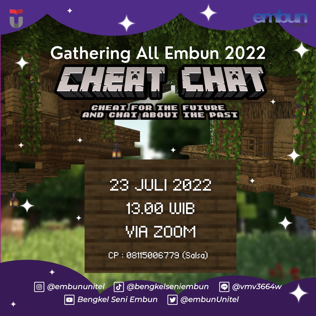 ✨GATHERING ALL EMBUN 2022✨

Menyambung Silahturahmi

“ Keluarga layaknya ranting di pohon. Kita tumbuh ke arah yang berbeda namun memiliki akar yang menyatu.”

Mari berkumpul pada :
📆 : Sabtu, 23 Juli 2022
⏰ : 12.30 - Selesai
🔗 Via Zoom 
#EmbunUnitel
#GatheringAllEmbun2022