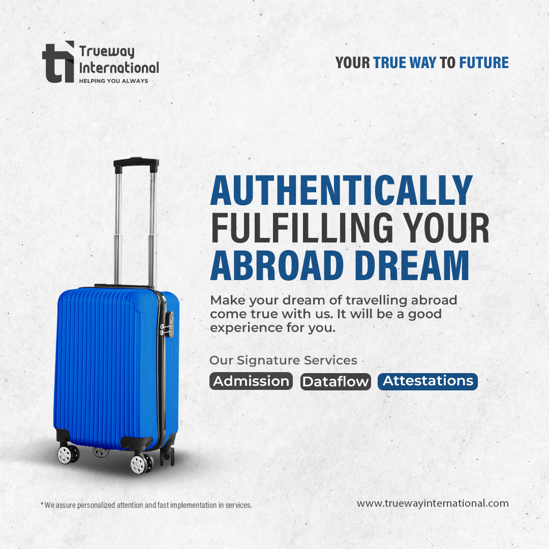 Truewayinterna1's tweet photo. YOUR TRUE WAY TO FUTURE
We know the depth of your desire. Surely we will get you to your wish.
Our Exclusive Services - Admission, Dataflow, Attestations.
#TrueWayInternational #Future #Admissions #Dataflow #Attestations #Career https://t.co/G4ZeoN9qcS