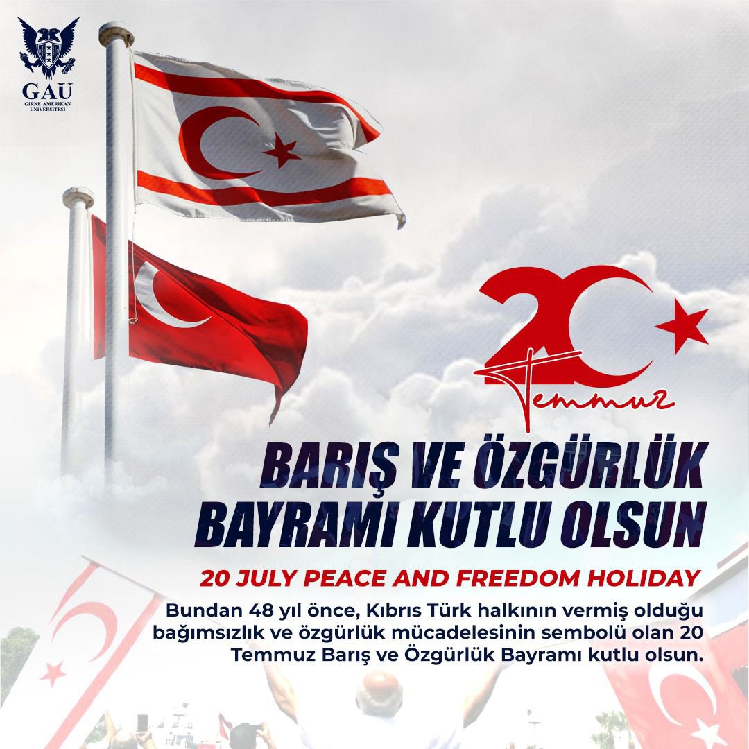 girneamerican's tweet photo. Bundan 48 yıl önce, Kıbrıs halkının vermiş olduğu bağımsızlık ve özgürlük mücadelesinin sembolü olan 20 Temmuz Barış ve Özgürlük Bayramı kutlu olsun! #20Temmuz #özgürlük #barış #gauglobal🦅 #girneamerican https://t.co/SXwKIzRVwB