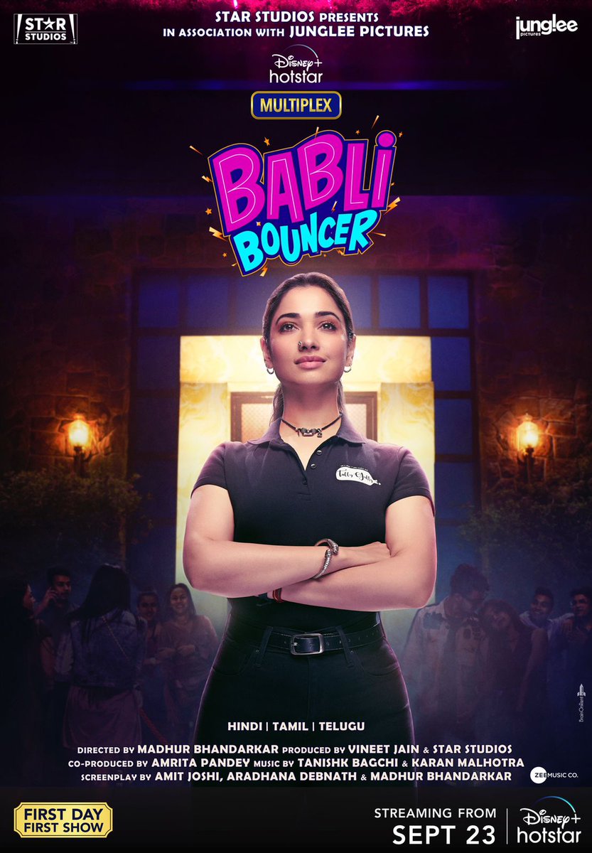 MADHUR BHANDARKAR - TAMANNAAH BHATIA: 'BABLI BOUNCER' TO PREMIERE ON DISNEY PLUS HOTSTAR... #BabliBouncer - starring #TamannaahBhatia in the titular role and directed by #MadhurBhandarkar - will premiere on #DisneyPlusHotstar on 23 Sept 2022... #FirstLook posters...