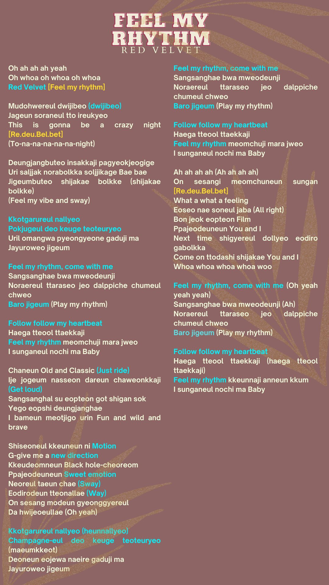 ᴊʜᴀʏ 28 Reasons Lyrics Guide For Be You Event Red Velvet Fanchant Guide Queendom Feel My Rhythm Red Flavor Redvelvet Beyou Beyouwithredvelvet Beyou T Co Tsutnhlubg Twitter