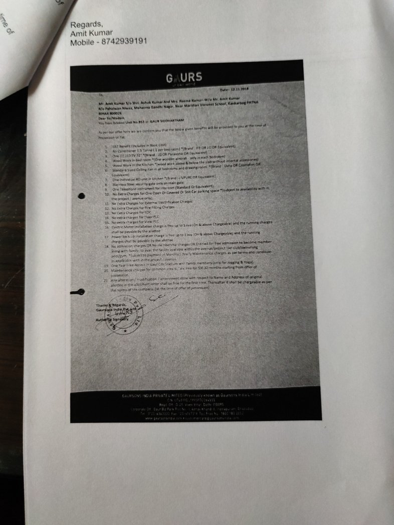 Kr64Amit's tweet photo. @gaursons_india 
Very disappointing behaviour from Gaur office. No one is bothering to reply to my queries.

#gausiddhartham #PMOIndia #CMOfficeUP #jagograhkjago #consumerforum_ #Aajtak #NDTV #abp #zeenews #manojgaur https://t.co/dB9WFHDChu