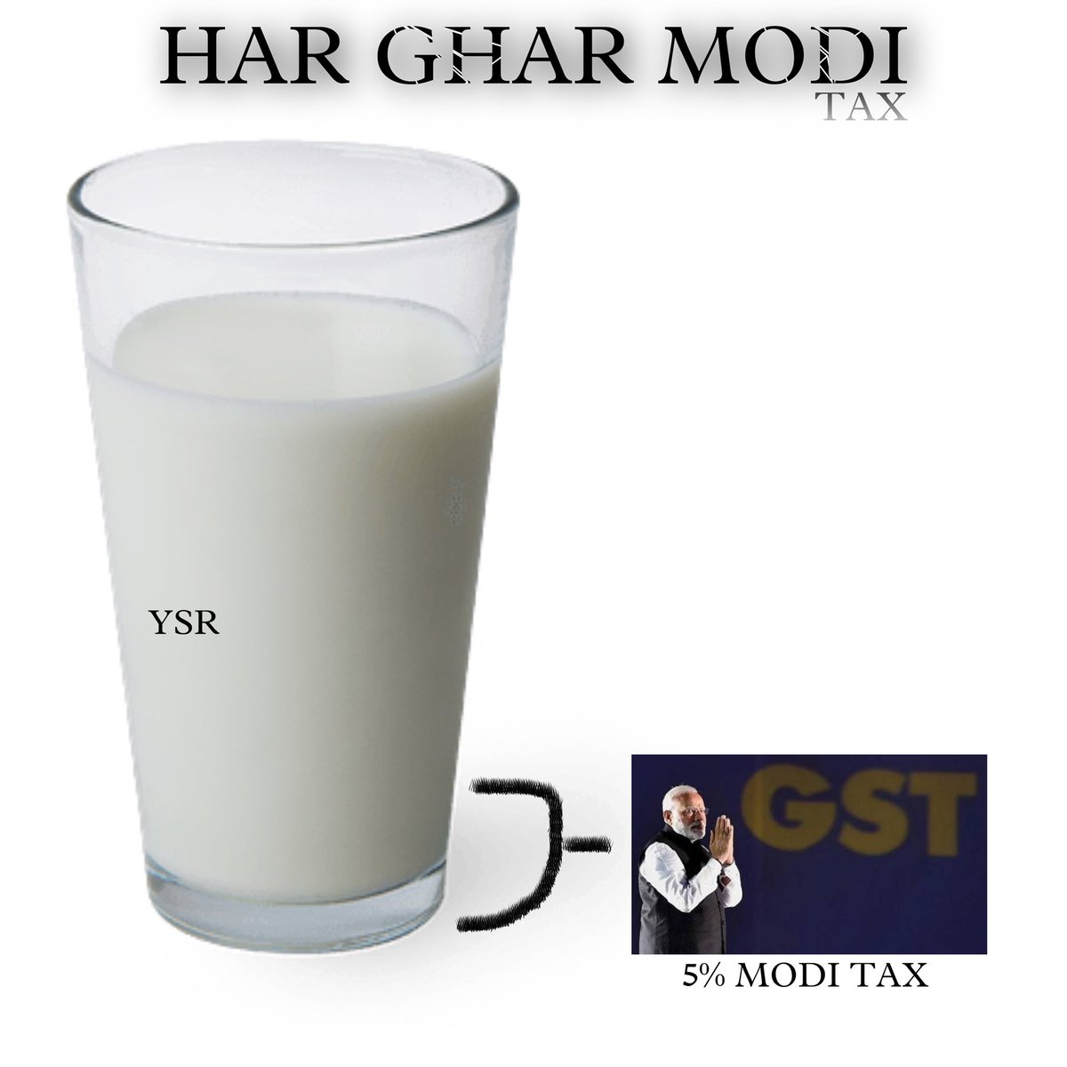 ‘Har Ghar Modi-Tax’ 🙏 5% in every glass of milk you drink is now cut by #ModiTax ! #DhokhebaazModi