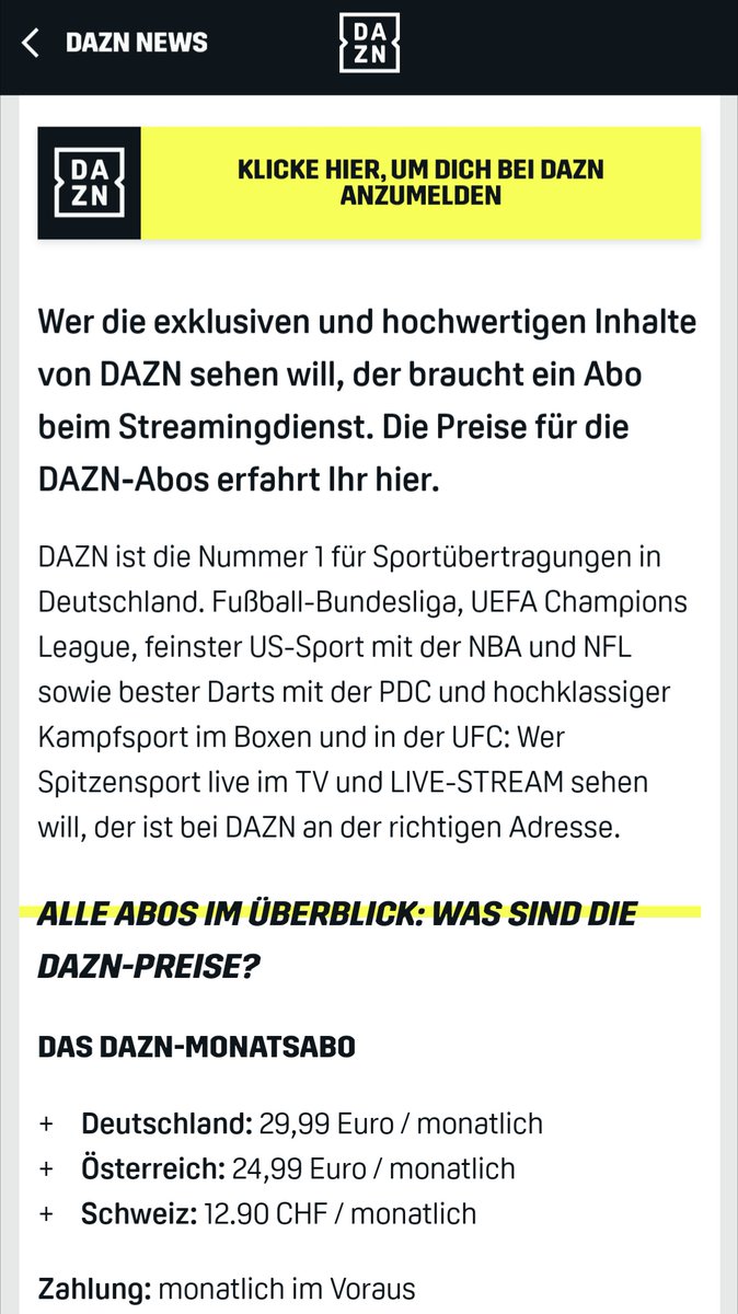 Von 15€ auf 30€ monatlich bei <a href="/DAZN_DE/">DAZN DE</a> #DAZN kann man schon machen, ich bin bei der Verdoppelung aber raus! Ich kucke kein Fußball und seh nicht warum ich finanzieren soll, dass sie ein paar Hamperer zu Übertragungen ins Stadion stellen wollen. Da wirken Netflix &amp; Co lammfromm