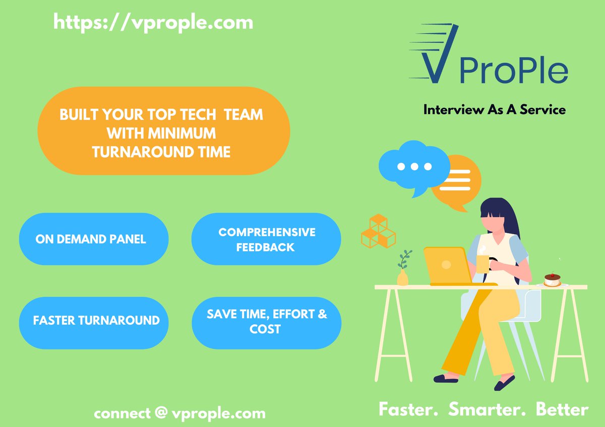 VProp1e's tweet image. VProple &quot;Technical Interview as a Service&quot;
Built your Tech Team with Minimum Turn around time
#Interviewasaservice #outsourcetechnicalinterview #technicalinterviewoutsourcingplatform #techtalentacquisitionservice