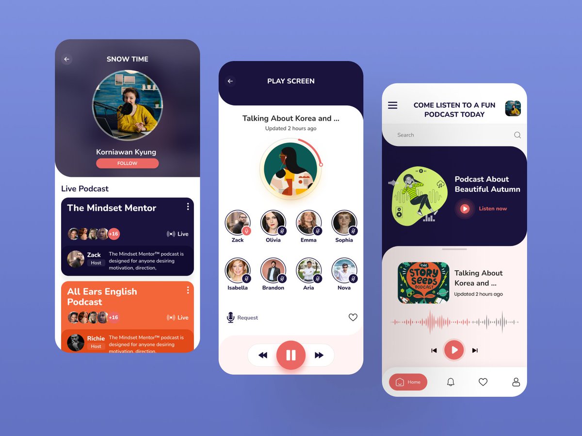 fluttertopuiux's tweet photo. Hello Everyone, here is my new design for the podcast application. Hope you will like it.
@dribbble https://t.co/HelKkzujFK
#dribbble #podcast #podcasts #newpodcastdesign #newappdesign #podcasting #app #appdesign #appui #designer https://t.co/2Mu9WZ4akW