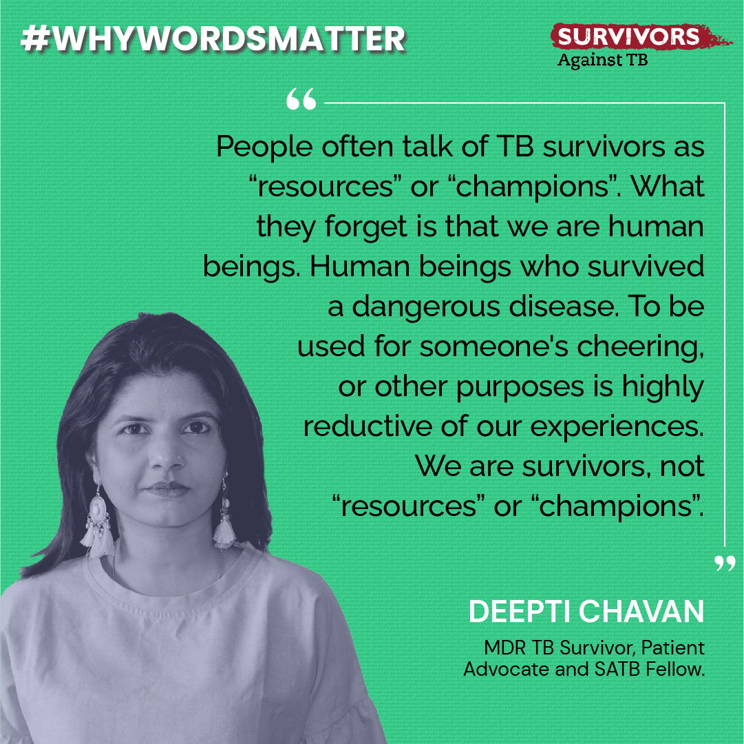 SATB1231's tweet photo. #WhyWordsMatter: MDR TB Survivor, @deepticomesback  talks about why 'TB Champions' is an inappropriate term for TB survivors.

@TBHDJ @TbDivision @keyuriab @sundaekrish @MoHFW_INDIA @TBProof @AnantBhan @keyuriab @stomhtb @TbHivActivist @TbPrograme https://t.co/oEh2N8W02U