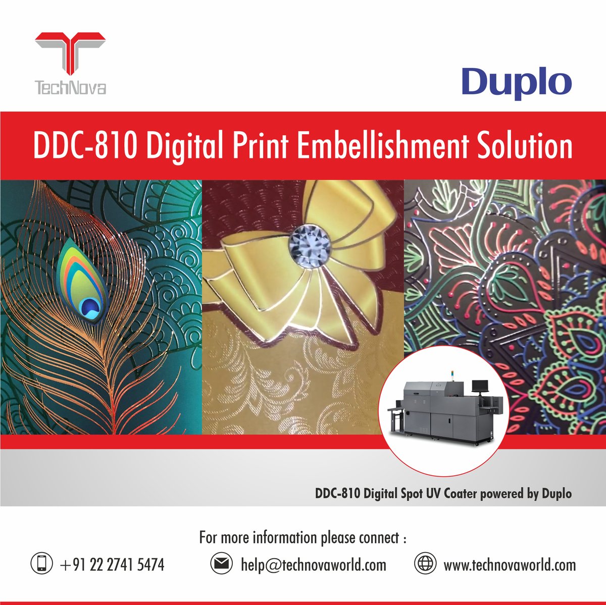 TechNovaWorld's tweet photo. #TechNova offers, DDC- 810 Digital Spot UV Coater enables the combination of heavy solids & fine details with different layers of textures and depth at a time for various printing applications. https://t.co/7qgk6VwKcK
#duplo #ddc #ddc810 #spotuv #foil #uvprinter #digitalprinting https://t.co/Tc91CHPjfi