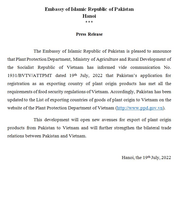 Pakistan Embassy Vietnam (@pakinvietnam) on Twitter photo 