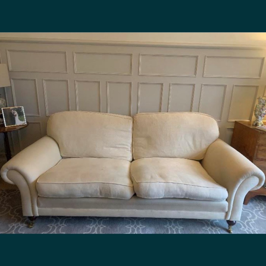 Jane’s sofa and armchair looked a bit sorry for themselves but rather than chuck them, which would be such a waste, she gave me a call. This elegant upgrade will easily give the sofa and armchair another 20 years life. Plus, she has saved them from going to landfill.