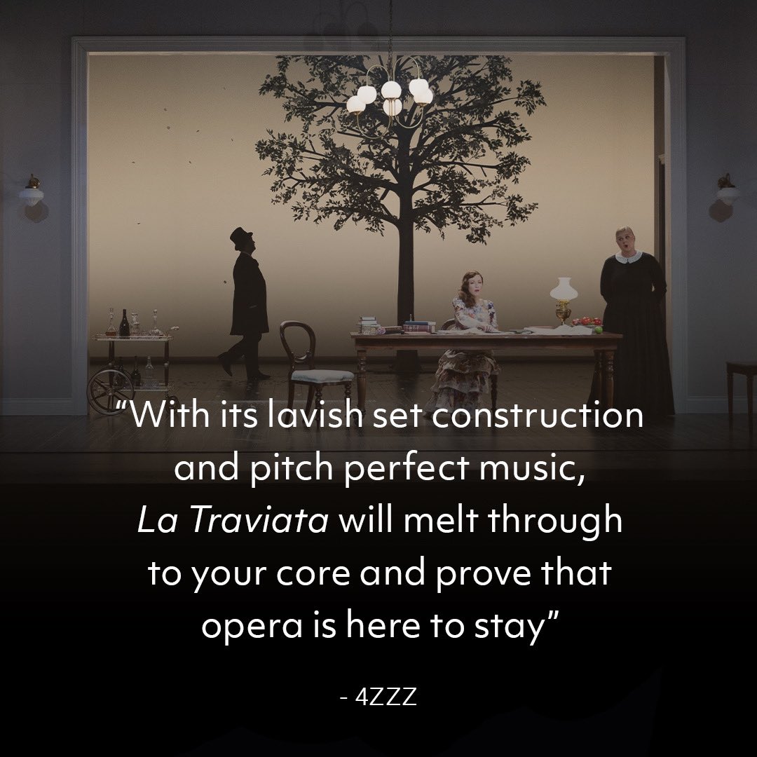 OperaQueensland's tweet photo. Another amazing review from @4zzzradio
La Traviata is grand opera at its best. Don’t miss your chance to see this mesmerising production.
Book today at our website.
#LaTraviata #OperaQueensland #ThisIsOpera https://t.co/ChbcYkiF1R