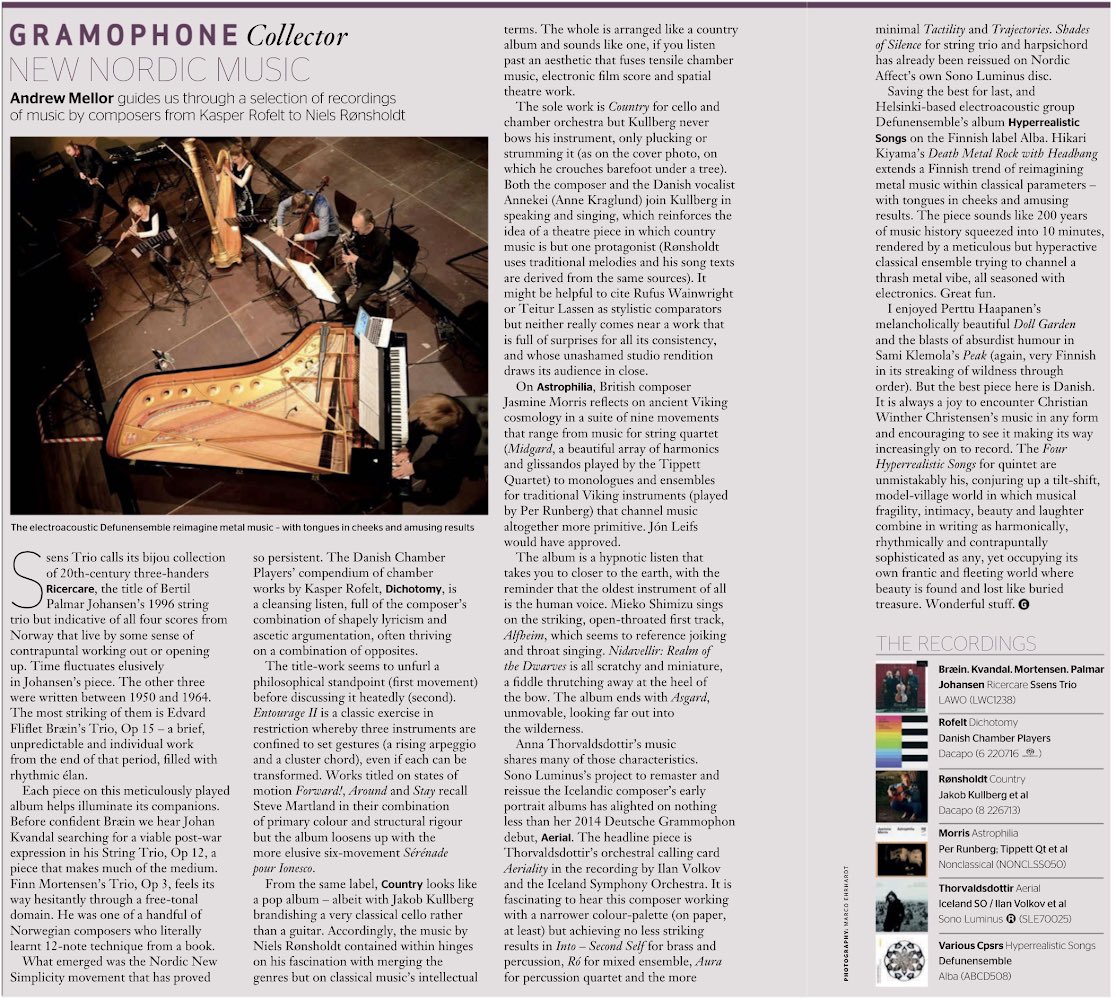 Gramophone: ”Wonderful stuff”! Excellent review again on defunensemble’s Hyperrealistic Songs-album! defunensemblen uusi levy jatkaa huippuarvioiden keräämistä! Tällä kertaa vuorossa arvostettu Gramophone. Ei hullumpaa! #defunensemble #albarecords #gramophonemagazine