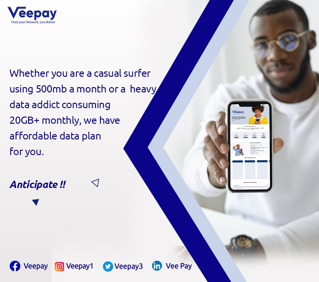 Veepay3's tweet photo. We have affordable data services just for you 😉

Anticipate!!
#ComingSoon #telecom #SME #Veepay https://t.co/CEJhnBZQqw