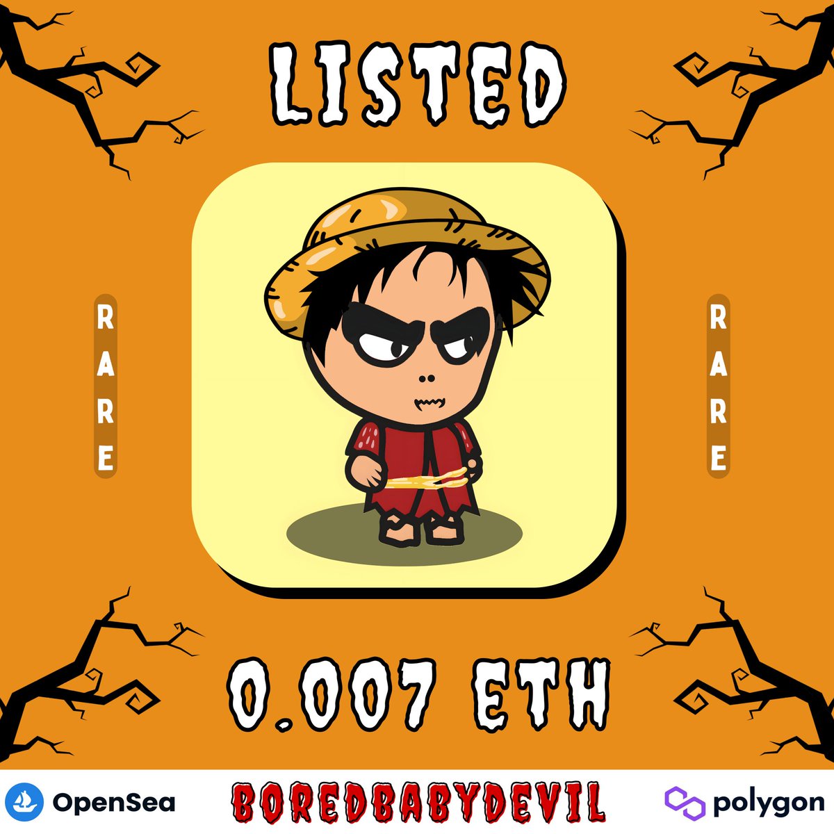 Rare BBD #18
Price - 0.007 ETH
(Polygon No Gas Fee)

Available On <a href="/opensea/">OpenSea</a>
Link - opensea.io/assets/matic/0…

🚨 BUY 1 GET 1 PROMO 🚨 (Phase- 2)

FIRST 5 BUYER WILL RECEIVE ANOTHER BORED BABY DEVIL. 1/5 SOLD as of Now.

#NFTCommmunity #NFTartists #nftcollectors #nftart #NFTCommuntiy