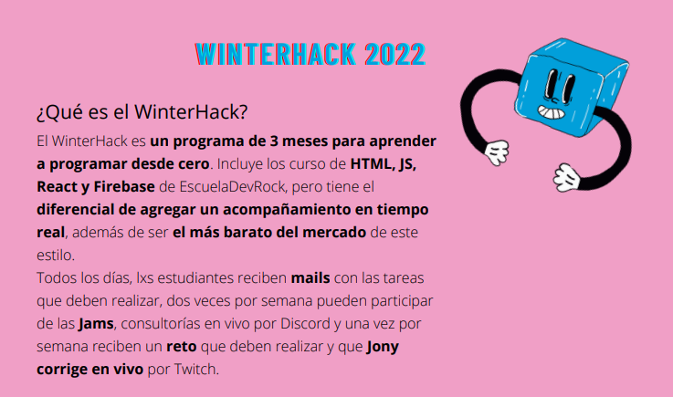 En este día del amigo vamos a sortear una beca para el WinterHack, un programa de 3 meses para aprender HTML, JS, React y Firebase dictado por <a href="/EscuelaDevRock/">Escuela Dev Rock</a>.

Para participar tienen que seguir a <a href="/soydevrock/">geek</a>, a mi y darle RT a este tweet. Sorteamos hoy a la noche 🙌