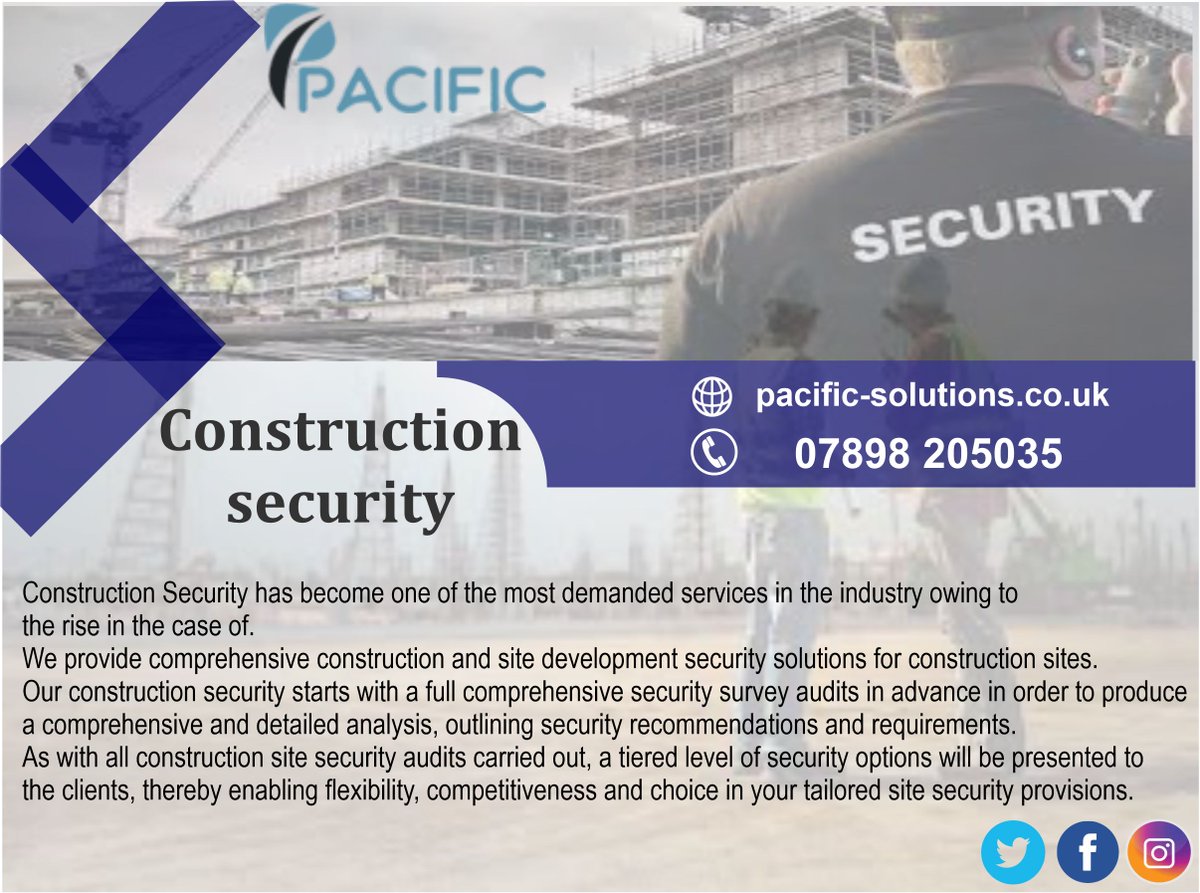 Construction security 🚧
Construction Security has become one of the most demanded services in the industry owing to the rise in the case of.