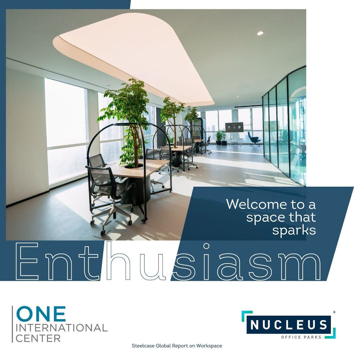 Did you know employee engagement positively correlates to workspace satisfaction? Hence, Tower 4 at #OneInternationalCenter transforms traditional workspaces into inspiring, comfortable, &amp; engaging ones.

#AToweringSuccess #LowerParel #OfficeSpaces #TransformWithNucleus