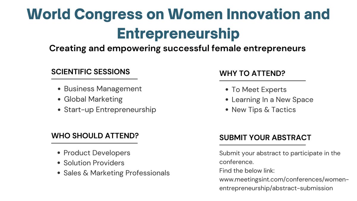 Enterprisesconf's tweet photo. We welcome you to the World Congress on Women Innovation and Entrepreneurship conference on November 22-23, 2022 in Abu Dhabi, UAE.
We are glad to have you as a speaker at our conference.
Kindly go through the info:https://t.co/xYYHI3LL7r https://t.co/pnhuxzPqry