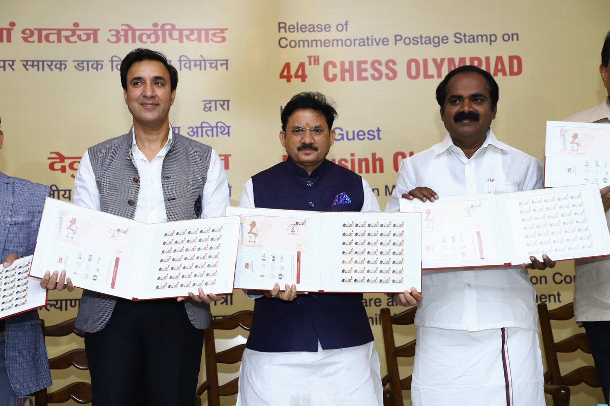 devusinh's tweet photo. Due to untiring efforts of the Hon'ble PM Shri @narendramodi ji, the 44th Chess Olympiad is beginning on 28th July in India, another first for the country. 

It was a pleasure to release a Postal Stamp on Chess Olympiad on International Chess Day. https://t.co/hB32pFcv4o