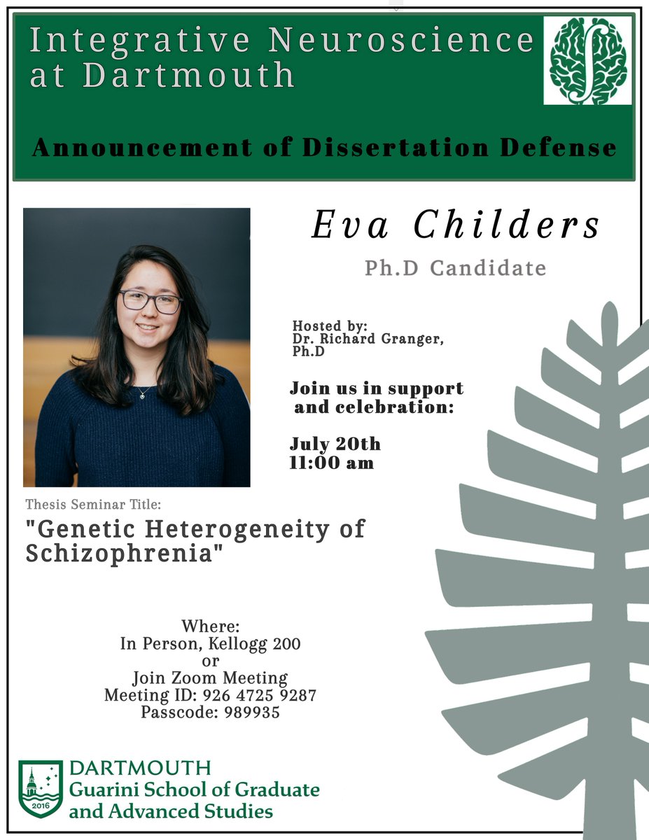 Join us in support and celebration of Eva: today at 11.00am in Kellogg 200. Zoom meeting info in the flyer. 
<a href="/DartmouthPBS/">Dartmouth Psychological and Brain Sciences</a> <a href="/DartGRAD/">DartGRAD</a> <a href="/MsbDartmouth/">MSBDartmouth</a> <a href="/MCBDartmouth/">Dartmouth MCB Graduate Program</a>