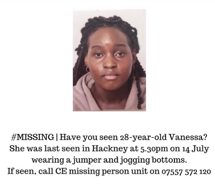 28-year-old Vanessa from Hackney is #MISSING !! Please repost and share ‼️#missingperson #missingblackwoman