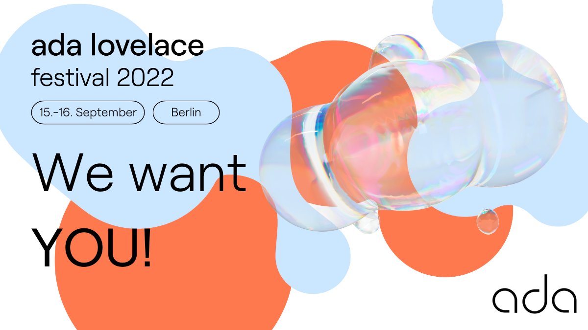join_ada's tweet photo. You have the unique chance to become part of our #adalovelacefestival crew!💥 Apply now &amp; send an email with your short motivation letter about why you have to be part of our festival to adalovelacefestival@stagg-friends.de. Get more information via https://t.co/FF0MVp76ne https://t.co/Qd5T78DQx5