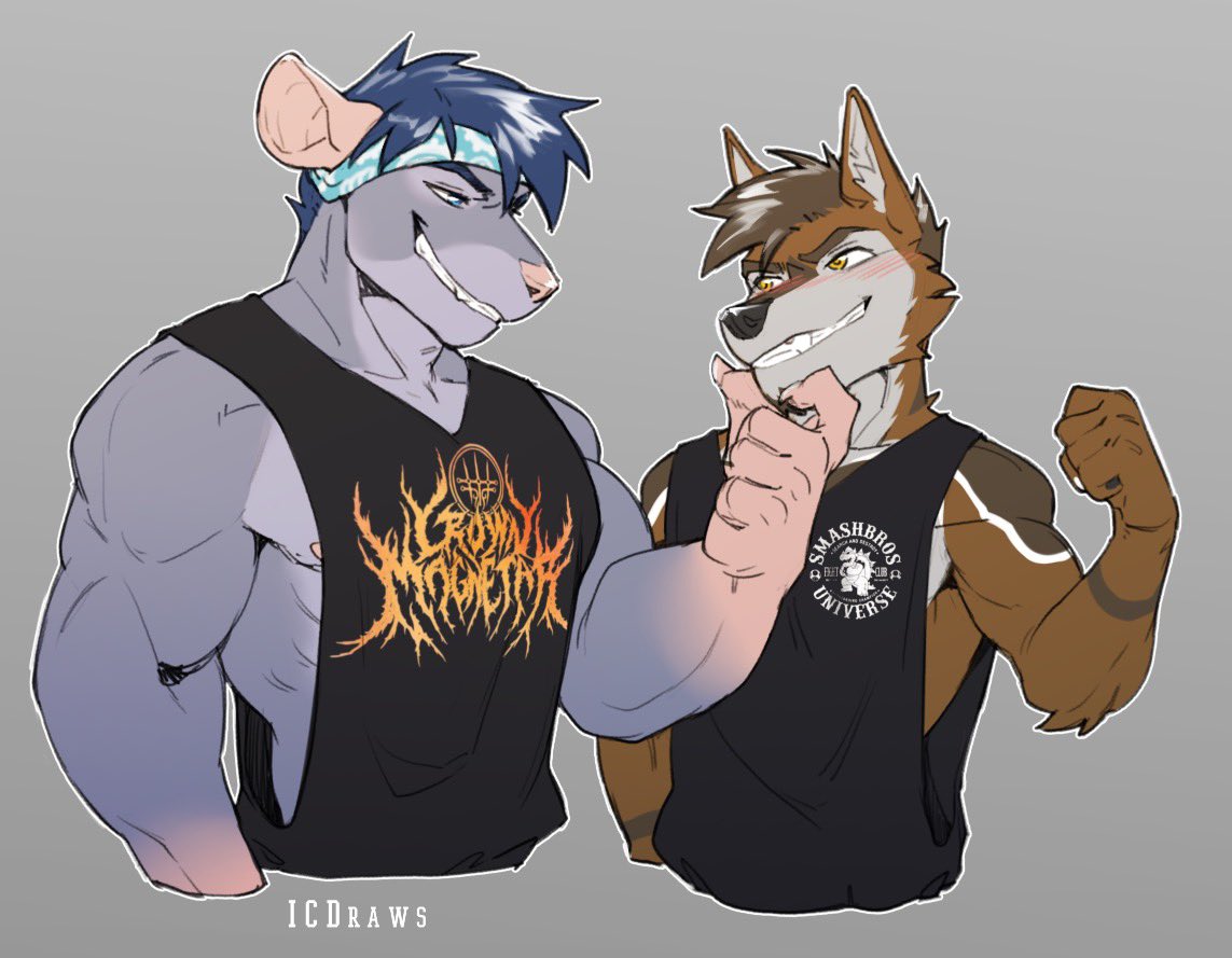 Metal head rat meets <a href="/FloofWulfl/">LucasWuff</a>. I wonder what could happen between them…

Art by: <a href="/ICDraws/">IC</a> (monthly Patreon half-body commission. In this case July)