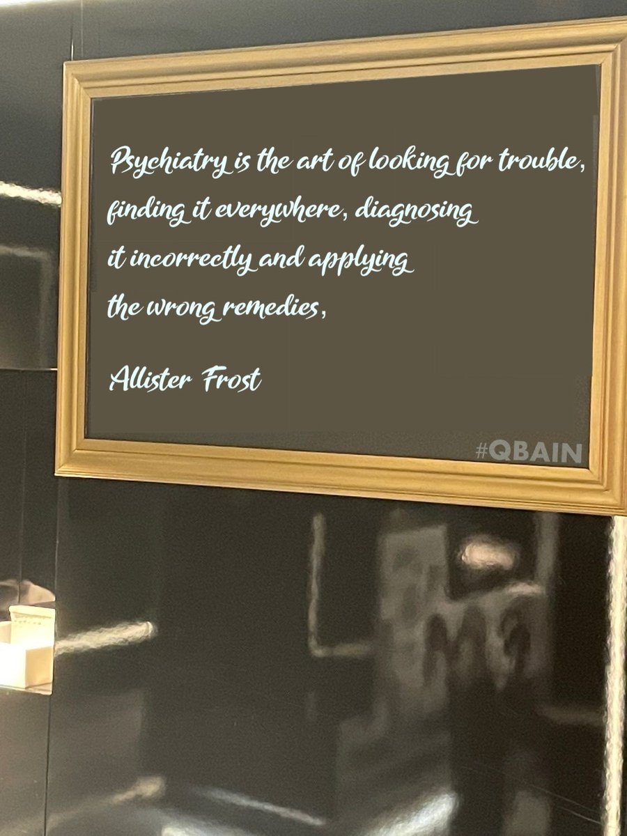 Allister Frost (@codecambridge) on Twitter photo “Psychiatry is the art of looking for trouble, finding it everywhere, diagnosing it incorrectly and applying the wrong remedies,
Allister Frost” <a href="/INSIGHTCIC/">I N S I G H T</a>
#MentalHealth #419days #INSIGHT #QBAIN “Psychiatry is the art of looking for trouble, finding it everywhere, diagnosing it incorrectly and applying the wrong remedies,
Allister Frost” <a href="/INSIGHTCIC/">I N S I G H T</a>
#MentalHealth #419days #INSIGHT #QBAIN