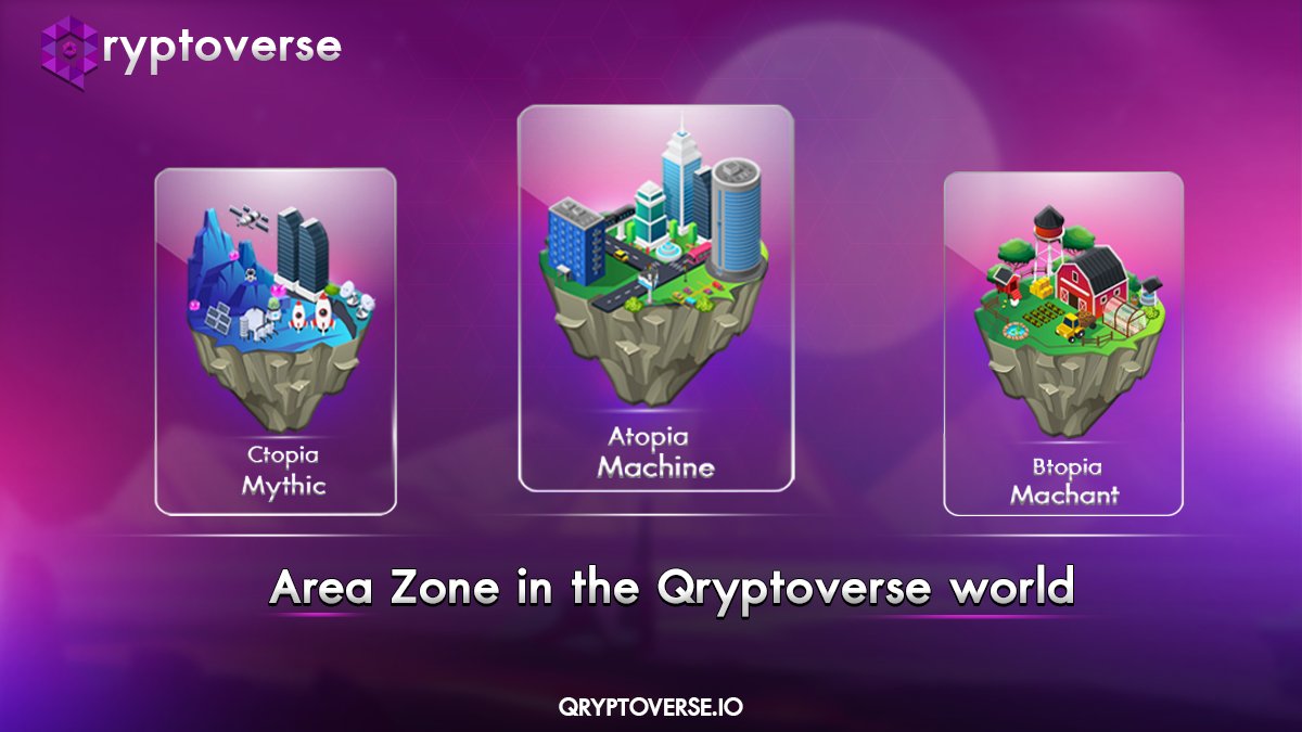 Qryptoverse's tweet photo. Area Zone in the Qryptoverse world can be divided into 3 zones.
A Topia allows players to earn their incomes in the Blockchain world where mining locations can be established and owned by the players to create maximum revenues. https://t.co/WvwUhuZlOe