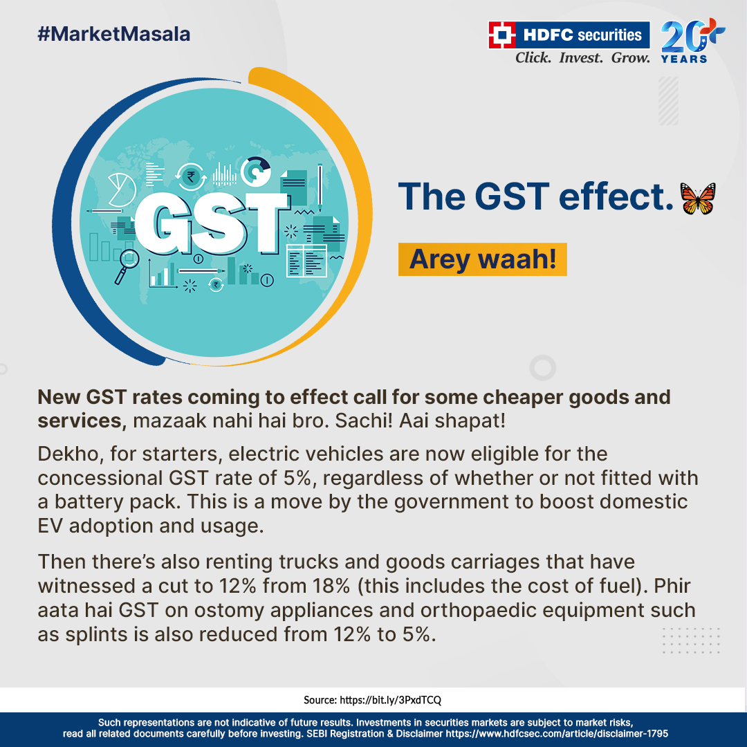 hdfcsec's tweet photo. There’s never a calm week in the finance world.
Lucky for you, we’ve jotted down all the major events from this week: A new player in town, the GST effect and lots more.
#MarketMasala #HDFCsecurities #GST #CrorepatiClub #Taxes #FMCG #IPO #SulaVineyards https://t.co/S2F39JDsL6