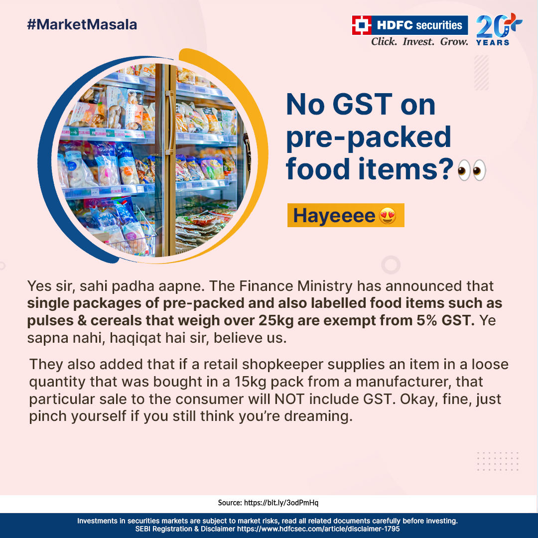 hdfcsec's tweet photo. There’s never a calm week in the finance world.
Lucky for you, we’ve jotted down all the major events from this week: A new player in town, the GST effect and lots more.
#MarketMasala #HDFCsecurities #GST #CrorepatiClub #Taxes #FMCG #IPO #SulaVineyards https://t.co/S2F39JDsL6